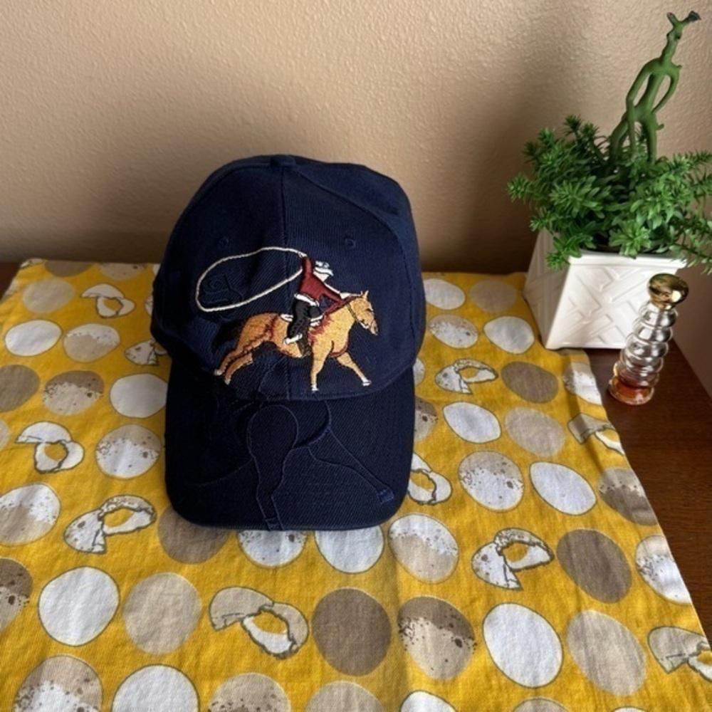 Vintage style navy blue embroidered rodeo cowboy hat
